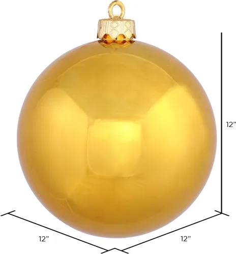 Vista 2 de Vickerman Adorno de bola brillante de oro antiguo de 12 pulgadas