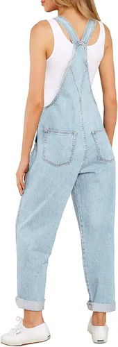 Vista 2 de luvamia - Overol de jeans para mujer, diseño casual, ajustable y elástico con pechera
