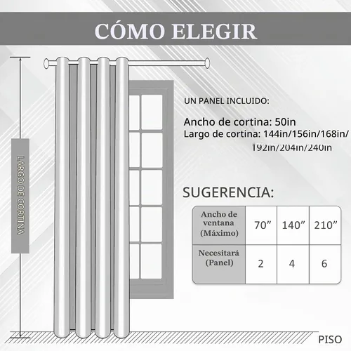 Vista 7 de MASWOND Cortinas largas opacas, azul oscuro, 52 pulgadas de ancho x 144