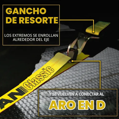 Vista 4 de VULCAN Correa combinada de amarre de eje con trinquete de gancho a presión, 2 pulgadas x 114 pulgadas, paquete de 4 unidades, amarillo clásico