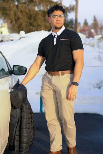 Vista 2 de COOFANDY Polo de manga corta para hombre, con mangas a rayas, ajuste clásico, casual, con bolsillo