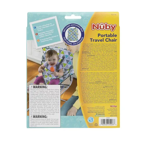 Vista 11 de Nuby On The Go Silla de viaje portátil para bebés y niños pequeños, correas ajustables de seguridad de 5 puntos, más de 6 meses, se pliega en una