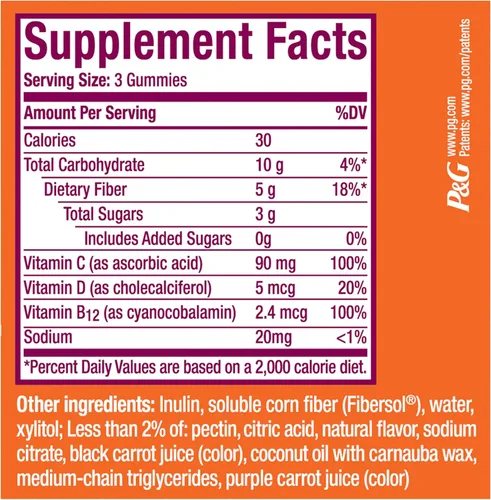 Vista 9 de Metamucil Gomitas de Fibra para Adultos con Vitaminas C, D, B12 para el Metabolismo, Sin Azúcar Añadida Sabor Cítrico y Baya, 5g de Mezcla