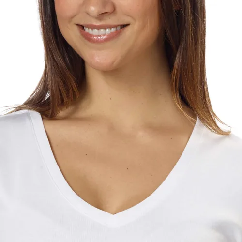Vista 4 de Kirkland Signature Camisetas prémium de algodón con cuello en V para mujer