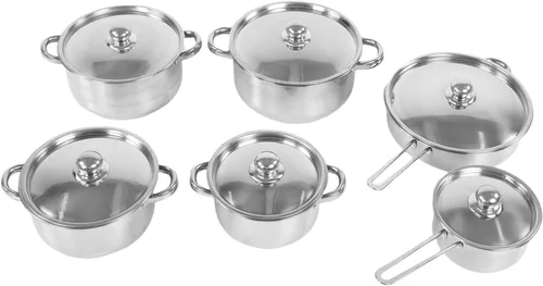 Vista 3 de Tnfeeon 6Pcs Stainless Steel Cookware Set, Cookware Sets Skillet Sauce Pot Kitchen Induction Stockpot Includes Frying Pan, Saucepan, for Home