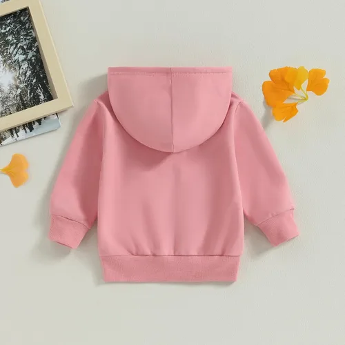 Vista 4 de Sudadera con capucha y cremallera para bebé niño y niña, color liso, de algodón, de manga larga, con bolsillos