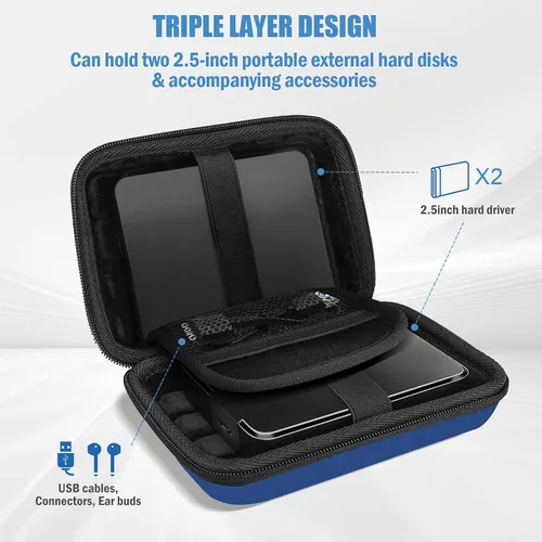 Vista 4 de ProCase Funda de disco duro de 2.5 pulgadas para Elements WD My Passport Azul marino