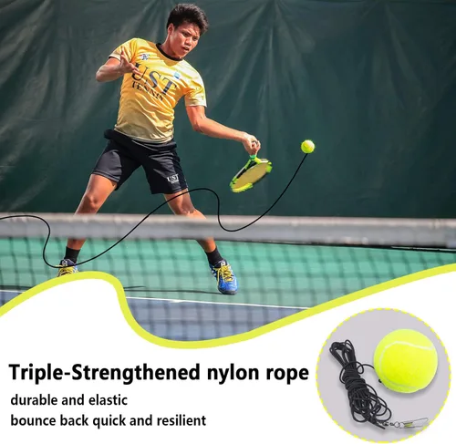 Vista 6 de Kit de pelota de rebote de tenis y entrenamiento con 4 pelotas y 4 cuerdas elásticas para principiantes, niños y adultos