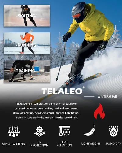 Vista 6 de Paquete de 5 o 4 pantalones de compresión térmica para hombre, con forro polar, mallas deportivas para clima frío, ropa de invierno