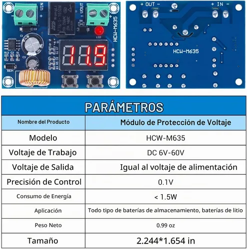Vista 4 de ICSTATION - 2 protectores digitales de bajo voltaje, interruptor de desconexión de corte de bajo voltaje de 12-36 V 20 A, módulo de protección