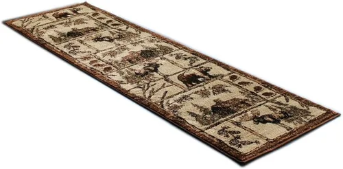 Vista 2 de Masada Rugs, Bear Cabin - Alfombra de alce (2 pies 2 pulgadas x 7 pies 2 pulgadas)