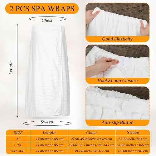 Vista 2 de Tigeen 2 toallas para mujer, bata de spa ligera a rayas con cierre ajustable, parte superior elástica, bata de baño suave para spa