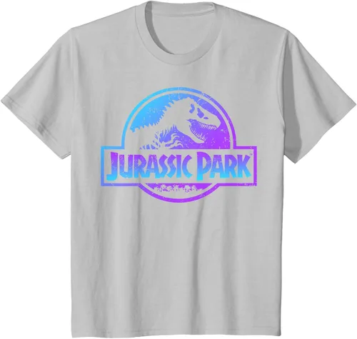 Vista 31 de Jurassic Park Camiseta de manga corta con logotipo Fossil azul y morado Negro