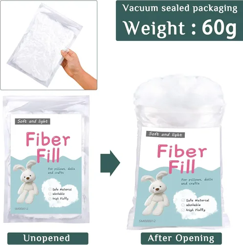 Vista 3 de LOKUNN Fibra de poliéster de 2.12 oz/60 g, relleno de fibra de poliéster (2.12 oz ~ 3.97 libras), relleno para animales de peluche, relleno
