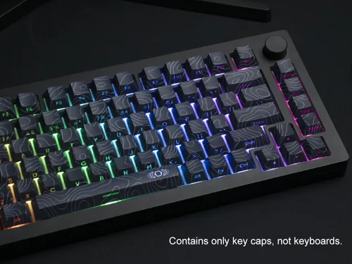 Vista 4 de dagaladoo Teclas negras topográficas Teclas PBT de doble inyección Teclas de teclado con brillo Teclas laterales impresas Teclas de perfil Cherry