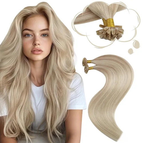 Vista 10 de Moresoo Micro Link - Extensiones de cabello humano de color rubio oscuro y rubio ceniza, extensiones de cabello humano real para boda, 2.01 oz