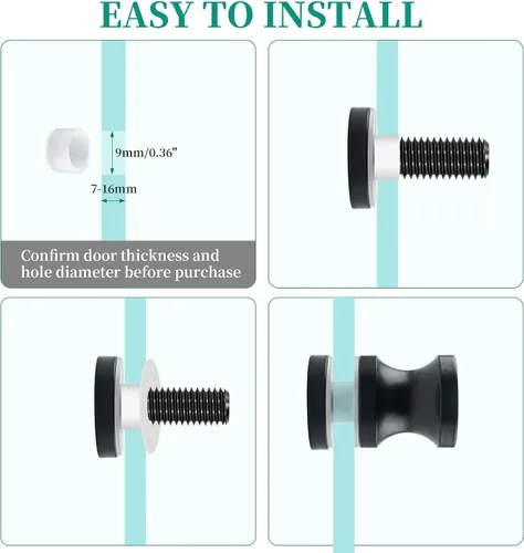 Vista 8 de Alise - Manija para puerta de ducha, pomo para puertas corredizas de ducha, color negro Heavy Duty Solid SUS304 Stainless Steel Knobs,One Sided