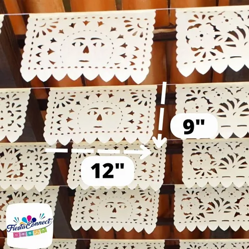 Vista 7 de Banners de papel picado blanquecino, decoraciones de fiesta para bodas, despedidas de soltera, compromiso, cumpleaños, baby shower, pancarta