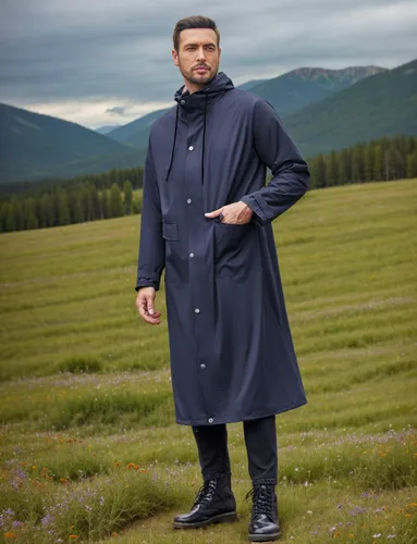 Vista 2 de COOFANDY Chaqueta impermeable para hombre con capucha, impermeable, ligera, activa, larga
