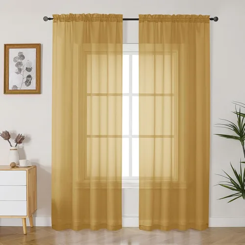 Vista 194 de Gwine Cortinas transparentes negras de 108 pulgadas de largo Negro