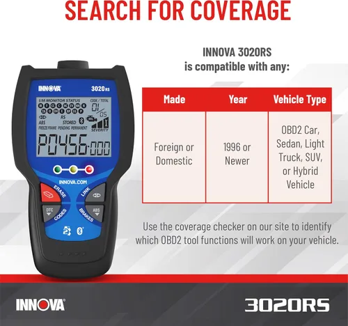 Vista 3 de INNOVA 3020RS Lector de códigos de motor de verificación rápido y fácil de usar, herramienta de escaneo OBD2 para ABS Clear con recomendaciones