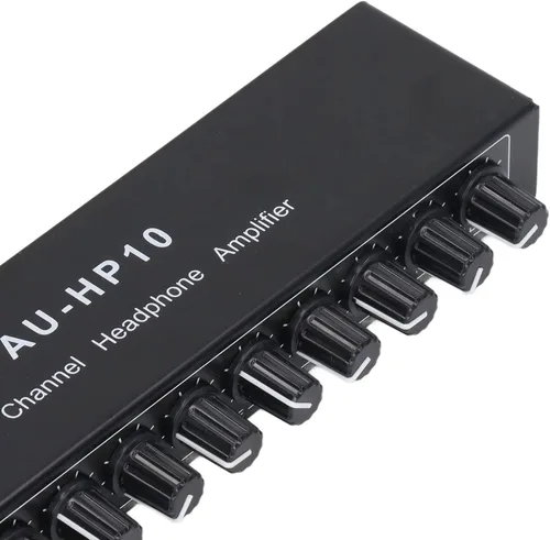 Vista 7 de Amplificador de auriculares de 10 canales Divisor de auriculares 1 entrada 10 salidas estéreo divisor de audio control independiente DC 12V