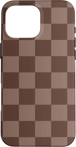 Vista 19 de Marrón clásico a cuadros, patrón de tablero de ajedrez moda caso para iPhone 17