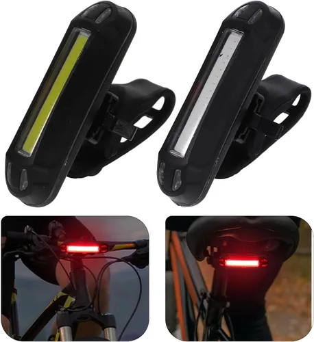 Vista 8 de Bike Rear Light and Front Warning Lamp USB Rechargeable LED Taillight Set, Lightweight Waterproof Cycling Safety Lights for Night Riding and
