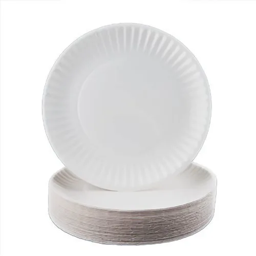 Vista 3 de Platos de papel de 9" sin revestimiento - Paquete de 100