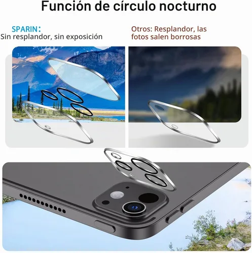 Vista 3 de SPARIN Protector de pantalla para iPad Pro de 11 pulgadas M5 2025/M4 2024 (6ª/5ª generación), con protector de lente de cámara y marco