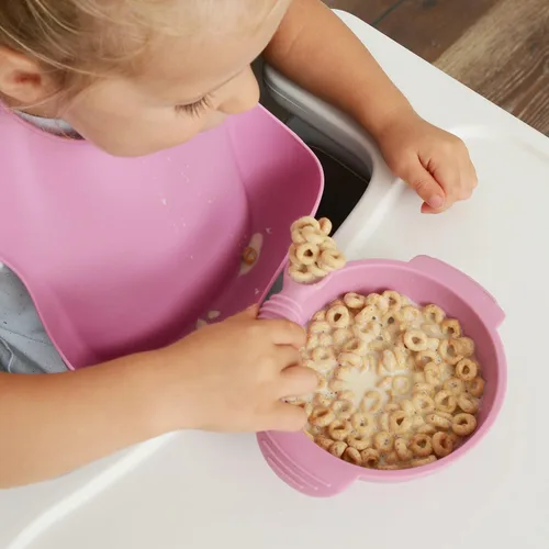 Vista 4 de PrimaStella Baberos de silicona para bebés – Babero suave ajustable impermeable para bebés y niños pequeños Sin BPA