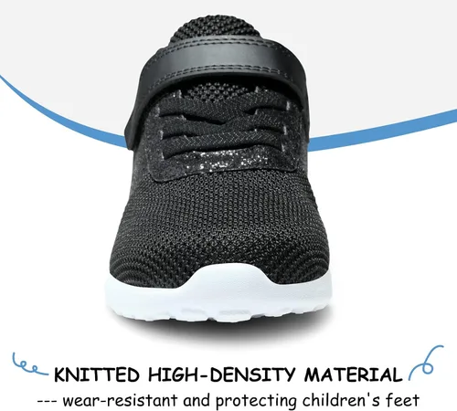 Vista 2 de Harvest Land - Tenis para niñas con brillantina y diseño de malla transpirable con gancho y lazo para correr (niños pequeñosniños grandes)