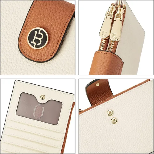Vista 4 de BOSTANTEN Billeteras de cuero para mujer con bloqueo RFID tarjetero delgado con bolsillo con cremallera