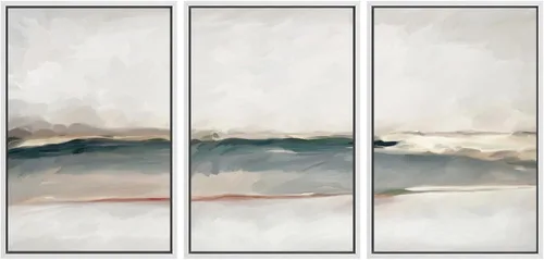Vista 114 de SIGNWIN Lienzo enmarcado para pared, juego de arte abstracto de serenidad costera, ilustraciones abstractas junto al mar, arte moderno, decorativo