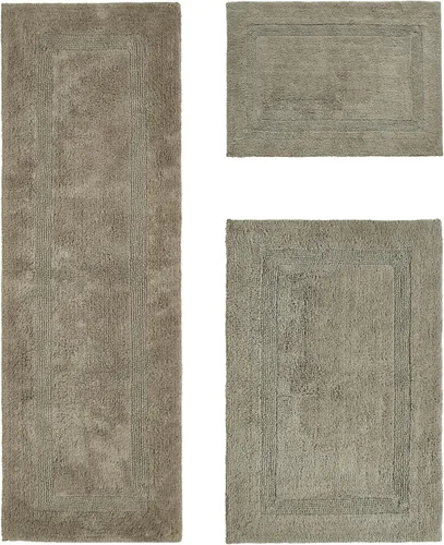 Vista 260 de Better Trends - Juego de 2 alfombras de baño 100% algodón, extra suaves, con borlas, de 17" x 24", alfombra de baño superabsorbente y reversible