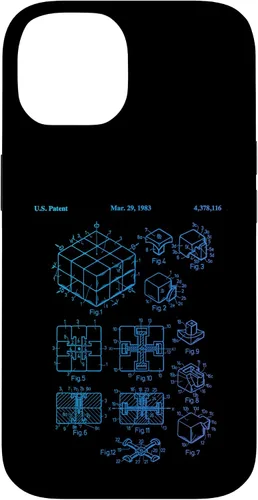 Vista 4 de Carcasa de matemáticas retro para iPhone 16 de cubo de rompecabezas competitivo Rubik Patent Speed Cubing