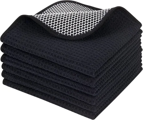 Vista 36 de KinHwa Paños de cocina para platos, paños de microfibra absorbentes de secado rápido, trapos de cocina con lado de limpieza de poliéster, ideal