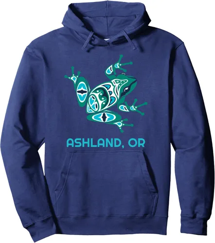 Vista 5 de Ashland Oregon Frog PNW - Sudadera con capucha tribal nativo americano, Negro