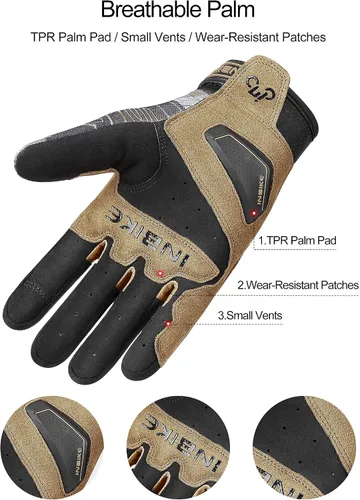 Vista 2 de INBIKE Guantes transpirables de motocross para hombre, con protección de nudillos duros, pantalla táctil para motocicleta, deportes de motor