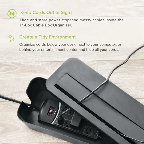 Vista 5 de UT Wire In-Box - Caja de gestión de cables extragrande para protector de sobretensiones en el escritorio, color negro