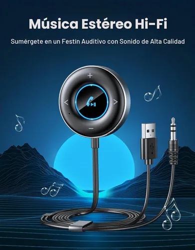 Vista 3 de RIWUSI Adaptador AUX Bluetooth, receptor dual de Bluetooth 5.3