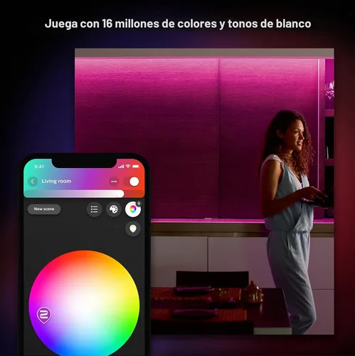 Vista 10 de Philips 800268 Hue LightStrip Plus - Extensión de luz LED inteligente regulable (compatible con Amazon Alexa, Apple HomeKit y Google Assistant)