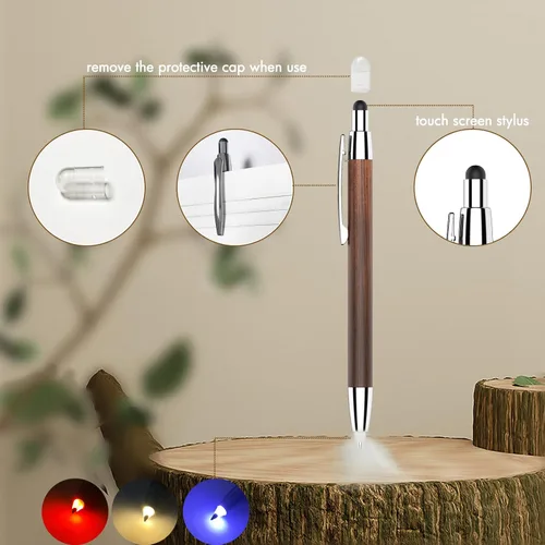 Vista 2 de Regalos para mamá, Penyeah 3 en 1 bolígrafo de punta iluminada con lápiz capacitivo, bolígrafos iluminados para escribir en diario en la oscuridad