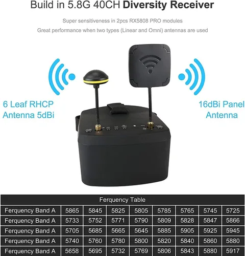 Vista 3 de EV800D FPV Goggles with DVR 5.8G 40CH 5 Inch 800x480 Diversity Video Headset Build in 3.7V 2000mAh Battery