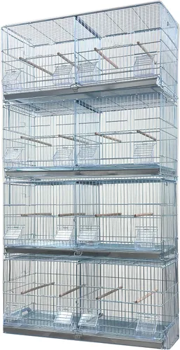 Vista 16 de Combo: Jaula de vuelo de aves galvanizada chapada en zinc apilable y bloqueo, divisor extraíble con soporte rodante