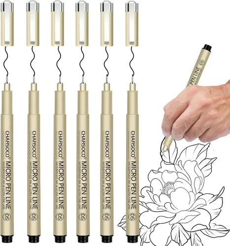 Vista 15 de XS Micro Pen, paquete de 6 bolígrafos negros de punta fina con tinta de archivo impermeable, bolígrafos de tinta fina de 0.039-0.079 in