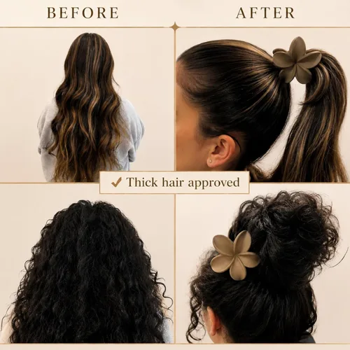 Vista 3 de Clips de cabello con flores para mujeres y niñas, cabello grueso a fino, clips de garra medianos bonitos, accesorios decorativos para el cabello