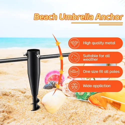 Vista 2 de Soportes para Sombrillas de Exterior, Anclaje de Arena para Sombrilla de Playa de Servicio Pesado, Base de Sombrilla de Metal para Exteriores