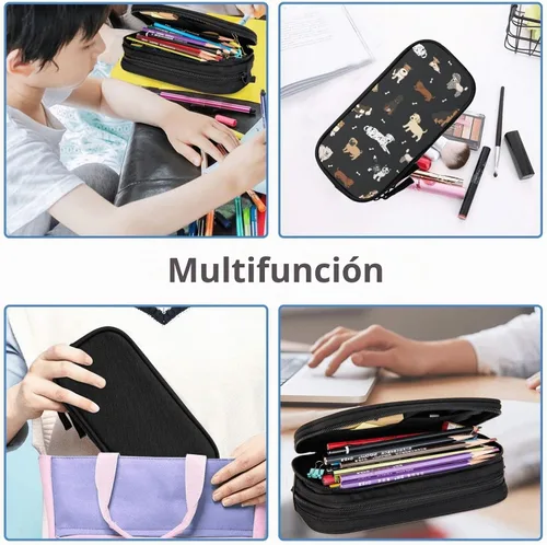 Vista 7 de Perinsto Estuche para lápices de perros lindos animales, gran capacidad, con múltiples compartimentos, caja de papelería, soporte para lápices