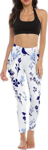 Vista 3 de Leggings para mujer con palmeras y pájaros, pantalones de yoga con control de abdomen, cintura alta, levantamiento de glúteos, leggings adelgazantes